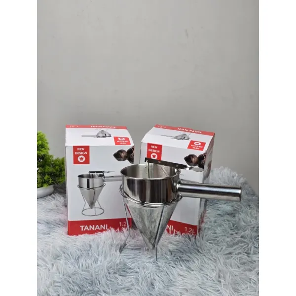 Nepali Traditional Sale Roti Maker Piston Funnel Stainless Steel Confectionery Funnels with Stand Batter Dispenser Bakery Use Cake Decorating Tool.