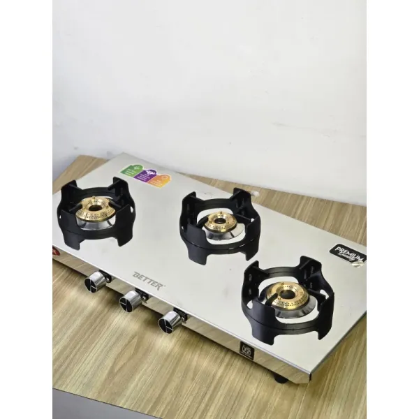 Better Heavy-Duty 3-Burner Automatic Gas Stove with Toughened Glass