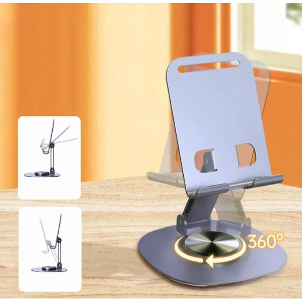 Mobile Phone stand for Desk/Bed,360° Degree Rotating,adjustable Foldable Cell Phone Holder,Aluminum Office Desk Accessories All Phones