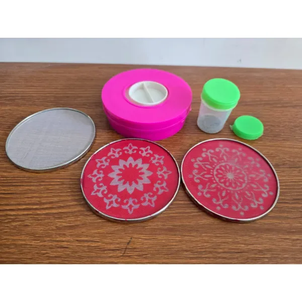 Magic Rangoli Making Kit Includes Magic Tool/Rangoli Filler 1Pcs, Jali 2 Pcs for Diwali Home Decor Indoor Outdoor Decoration Rangoli (Random Design)