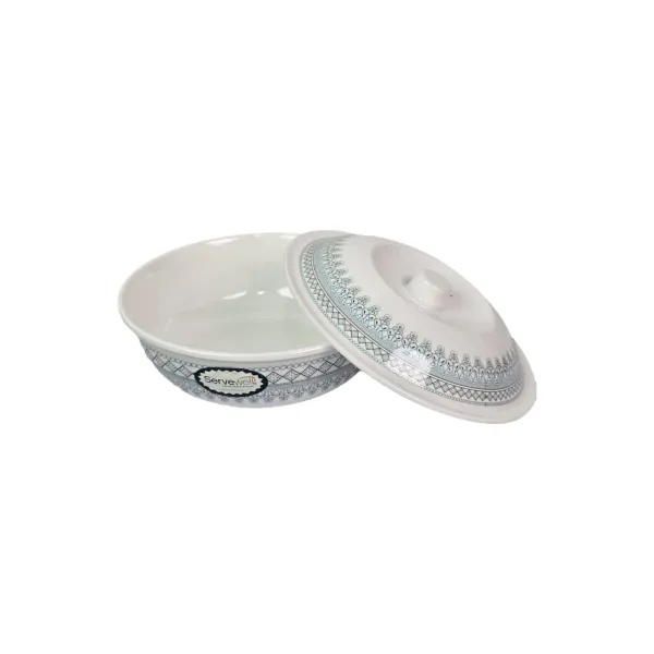 Serve Well 8.5 Inch Melamine Serving Bowl with Lid | Medium Casserole | Break-Resistan