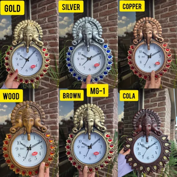 Multicolour National Quartz Designer Lord Ganesha Wall Clock (Model MG-1/Plus) | Analog Home Decor Timepiece with 1-Year Warranty