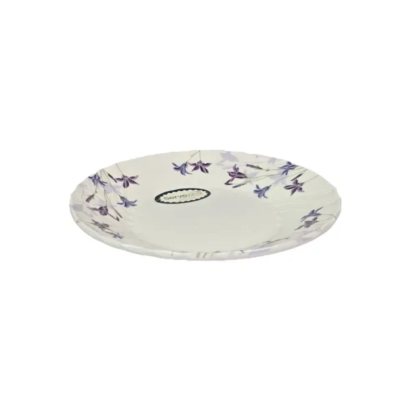 Serve Well 11-Inch Round Melamine Dinner Plate (Purple Floral Décor)