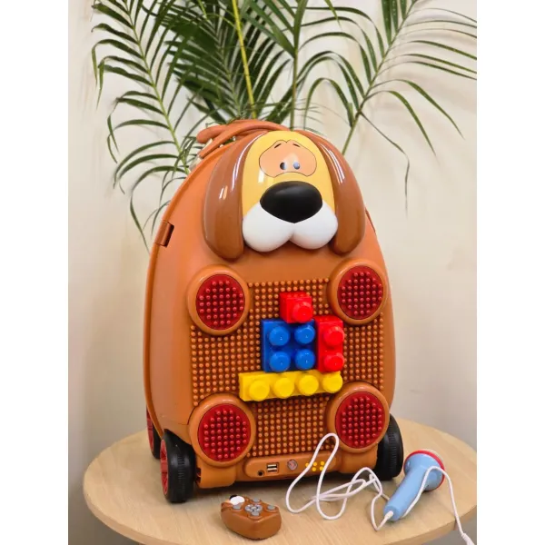 Kids\' Interactive Luggage: Bluetooth Speaker, Rechargeable Battery & Building Blocks
