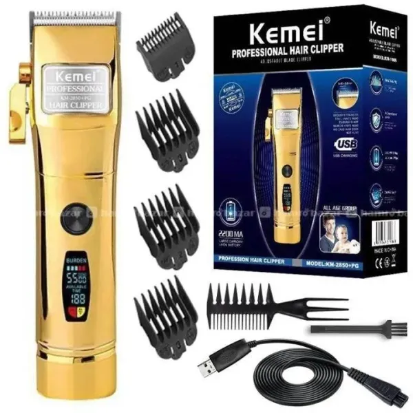 Kemei KM-2850 PG Hair Trimmer Rechargeable Men\'s Hair Clipper