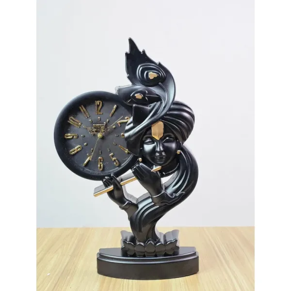 Anjali Quartz Multicolour Lord Krishna Playing Flute Idol Designer Table Clock Gift Item