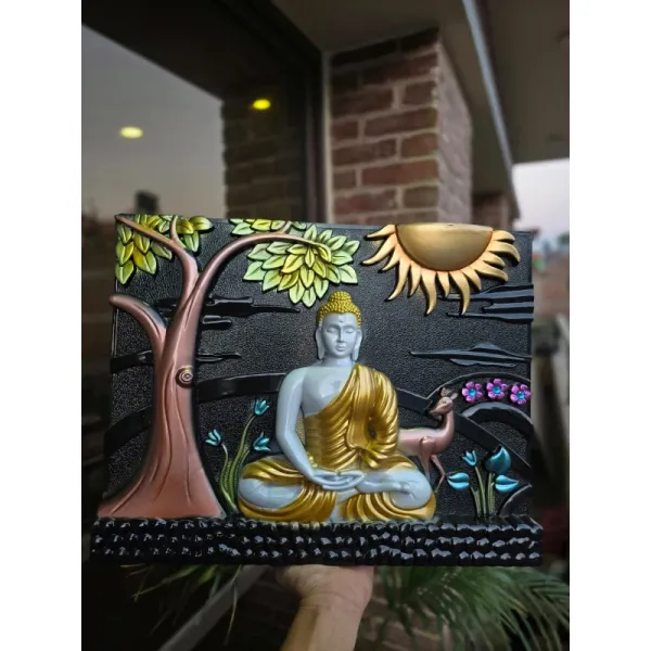 Handcrafted Ganesha on Lotus Wall Hanging (18x14 inches)