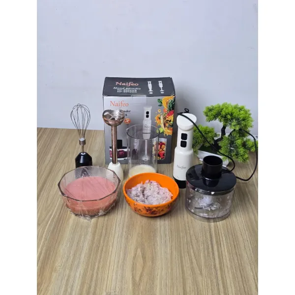 Naifeo Multifunctional 3-in-1 Immersion Hand Blender Set – Blend, Whisk, and Chop