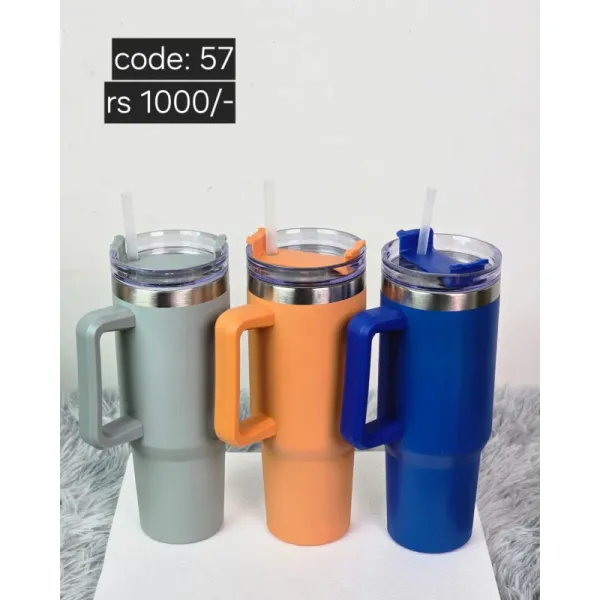 1.2L Vacuum Insulated Stainless Steel Travel Tumbler with Handle & Straw (Stanley Style)