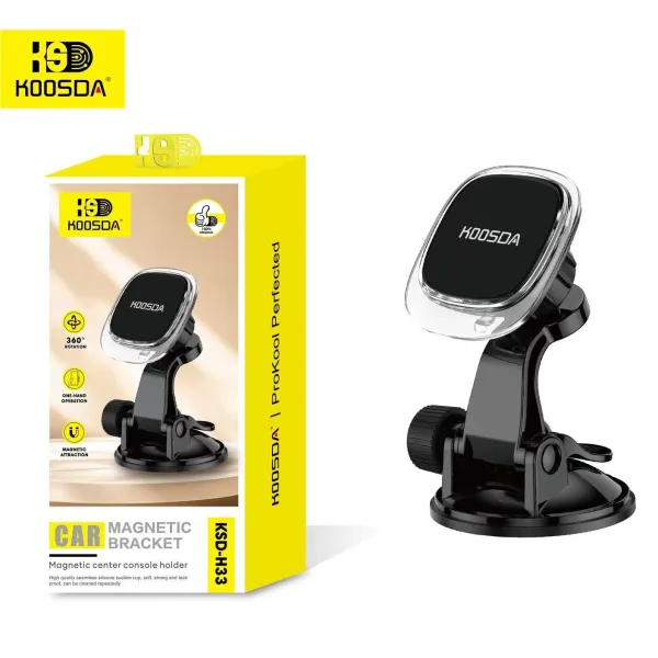 KOOSDA KSD-H33 Car Magnetic Bracket | 360° Rotation Center Console Phone Holder | Strong Suction Cup Mount