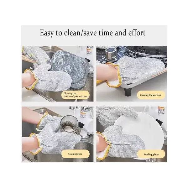 Multifunctional Wire Dishwashing Gloves,Steel Wire Insulated Waterproof and Guards Kitchen Cleaning Gloves for Scrubs & Cleans Dishes, Sinks ( 2 Pcs )
