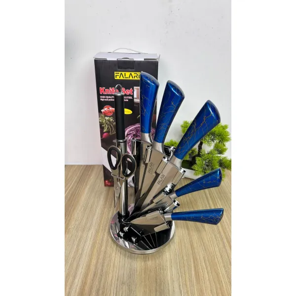 Bass 8-Piece Kitchen Knife Set with Revolving Stand