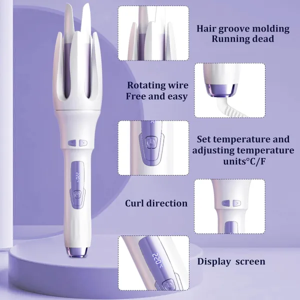 Automatic Hair Curler Self Spiraling Rotating Curler With Digital Display Temperature Control Premium Quality