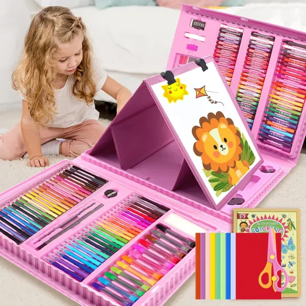  Deluxe 208-Piece Super Mega Art Set with Built-in Trifold Easel