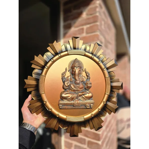 3D Lord Ganesha Sunburst Wall Art Frame