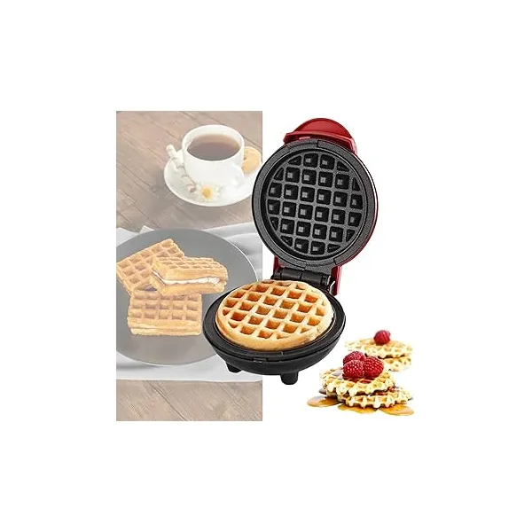 Compact Mini Waffle Maker – Non-Stick Personal Electric Griddle for Individual Servings, Chaffles, & Breakfast Sandwich