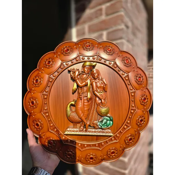  3D Radha Krishna sunburst wall art frame