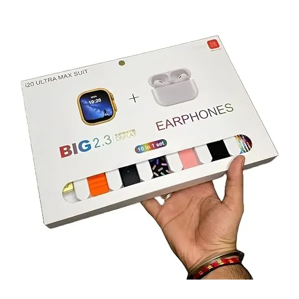 i20 Ultra 2 , 3 MAX Suit SmartWatch + Airpods Pro with Seven Decorated Straps