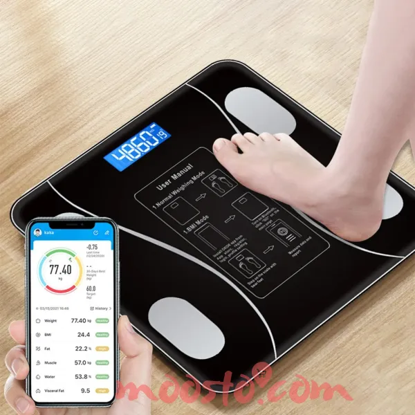 Bluetooth Weighing Scale Human Body Weight Machine Digital (Tempered) with Battery & Temperature Indicator / Bluetooth Weight Machine