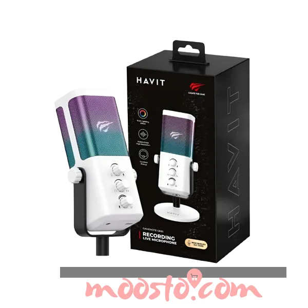 Havit Gamenote GK65 RGB Recording Live Microphone – High-Resolution Cardioid Mic for Gaming & Streaming