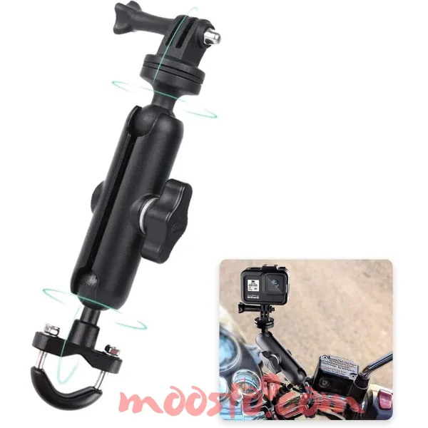 Motorcycle Handlebar Camera Mount – 360° Adjustable Action Camera Bracket