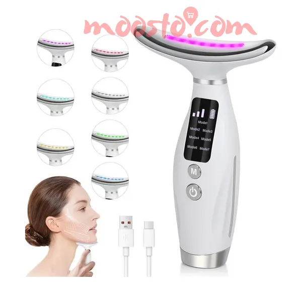 EMS Face Lifting Massager Neck Skin Tighten Device 7 Color Light LED Photon Therapy Anti Ageing Wrinkle Free