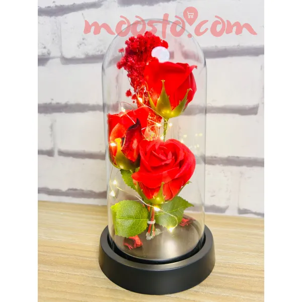 Eternal Rose in Glass Dome with LED Lights – Long-Lasting Romantic Gift