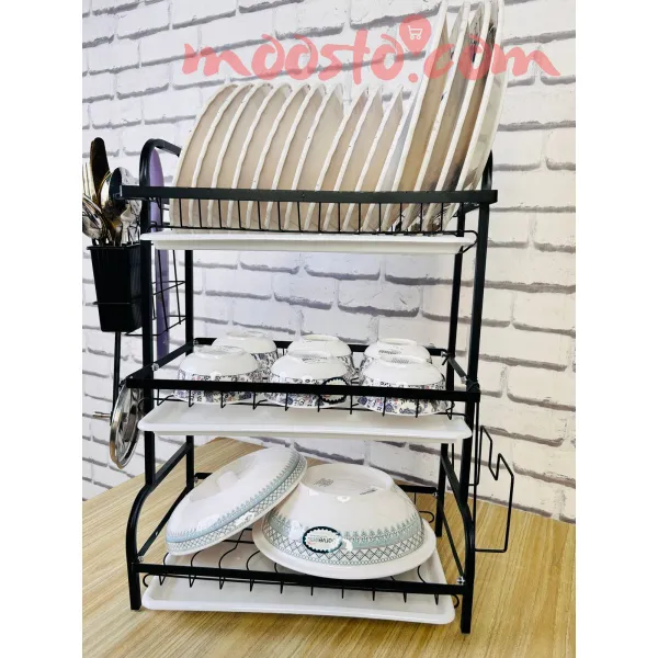 Vertical Dish Drying Rack with Utensil Holder – Space-Saving & Durable