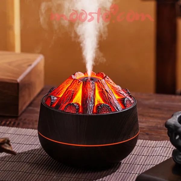 Flame Effect Ultrasonic Humidifier & Aroma Diffuser – 300ml Quiet Air Moisturizer 
