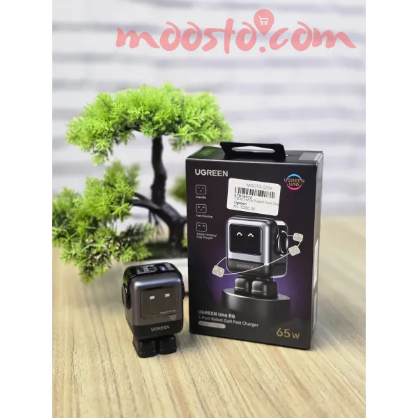 UGREEN Robot GaN Fast Charger 65W – 3 Port USB-C & USB-A Power Adapter 