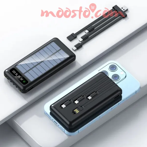 Mypower 20000mAh Solar Powerbank Cable attatched Type-c Input M293sl