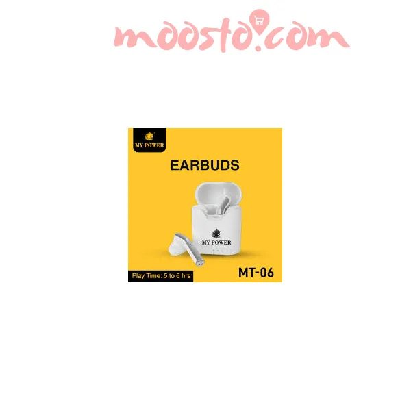 MY POWER MT-06 Wireless Earbuds Handsfree, 6 Hours Talk time, Bluetooth v5.0, 300 MAh 2 Hour Box Charging Time