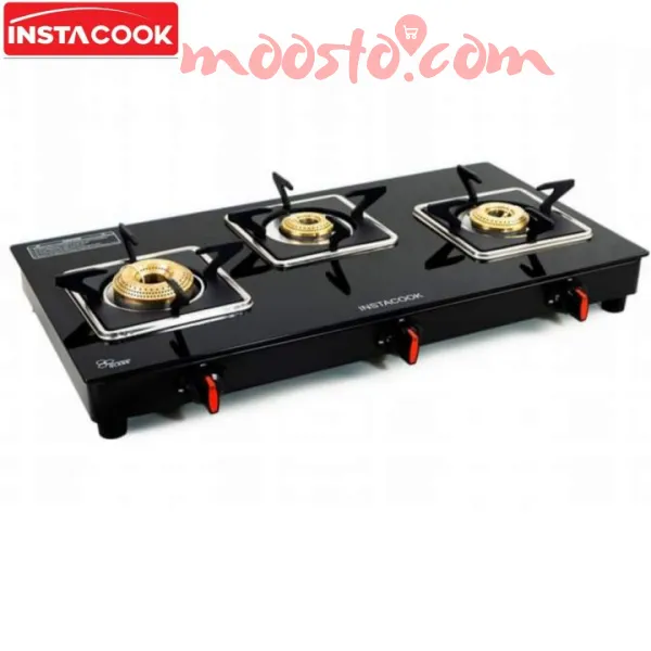 Instacook Glass Top 3 Burner Automatic Heavy Gas Stove