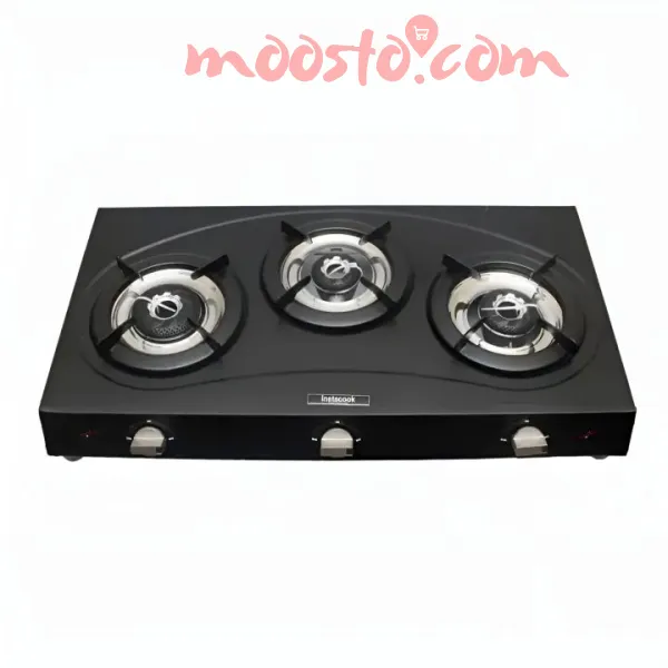 Instacook Black Beauty 3 Burner Black Body Automatic Gas Stove