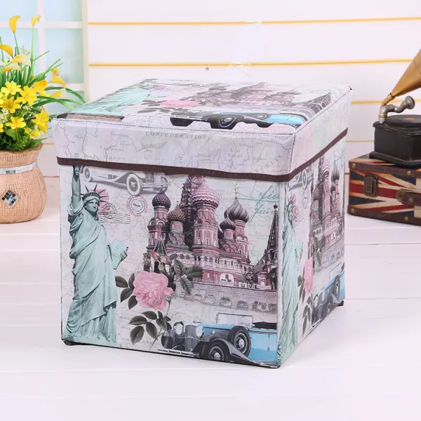 Ottoman Storage Box Chair With Cartoon Pattern For Kids In Random Color