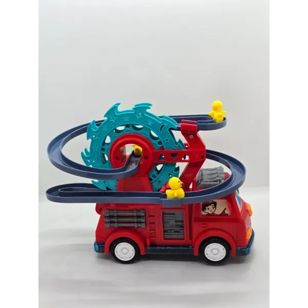Kids\' Fire Rail Car Adventure Playset - Duck Roller Coaster Track with Lights & Sound