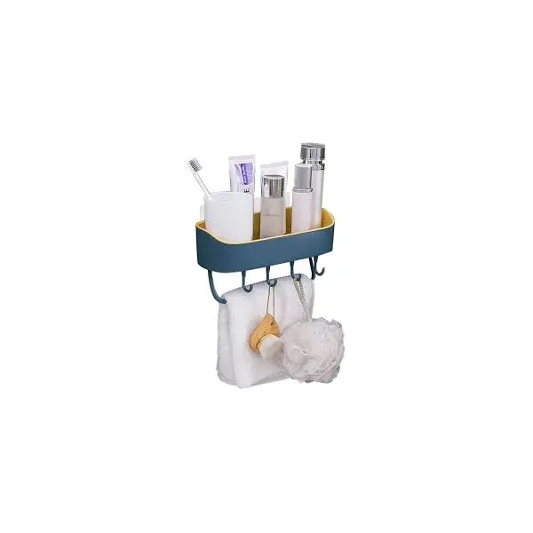 Multipurpose Plastic Kitchen Bathroom Shelf Wall Holder Storage Rack With 4 Hook Standard Size