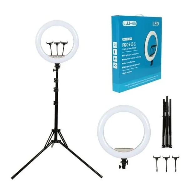 LJJ-45 18-Inch LED Ring Light with Remote ,Adjustable Brightness & Color Temperature