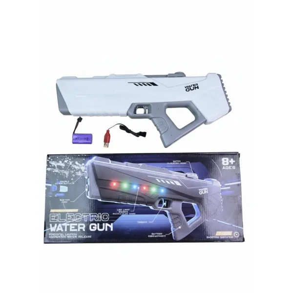 Rechargeable Electric Water Gun – Automatic Refilling High Power Water Blaster with LED Lights 