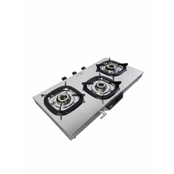 RG Pluto Stainless Steel 3-Burner Gas Stove | High-Efficiency Brass Burners | 2-Year Warranty