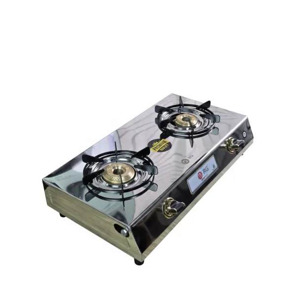 RG Jupiter Stainless Steel 2-Burner Gas Stove | Heavy-Duty Brass Burners | 2-Year Warranty