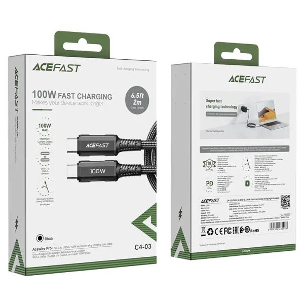 ACEFAST C4-03 – 100W Fast Charging Aluminum Alloy Type-C Cable (1 Meter)