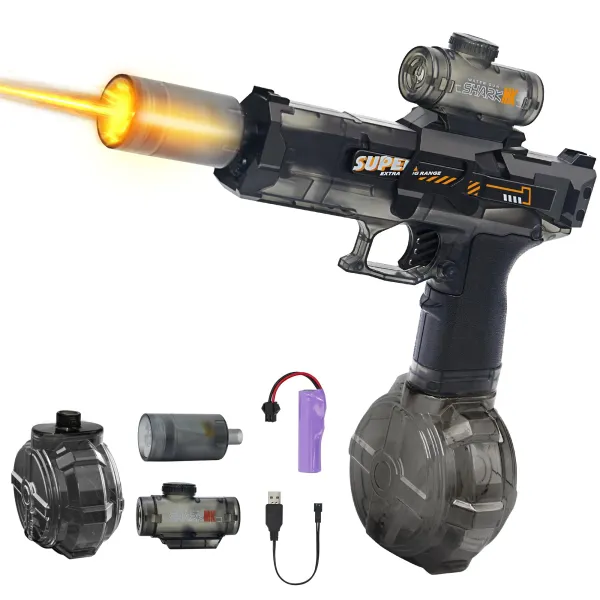 Tactical Electric Water Gun – High-Speed Automatic Sniper Blaster with Drum Magazine & Scope