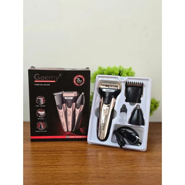 Geemy GM-6209 3-in-1 Rechargeable Grooming Kit – Hair Clipper, Shaver & Nose Trimmer