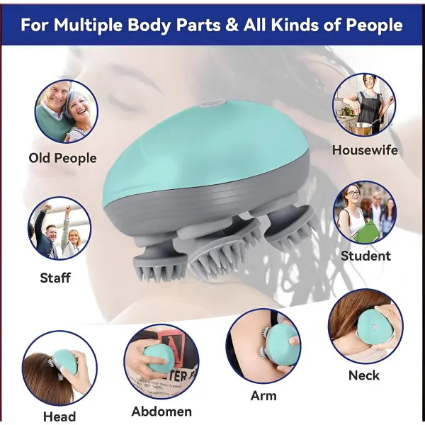 Smart Electric Scalp Massager , 3 Modes Head Kneading Massage , Portable Waterproof Rechargeable , Can be Used for Dog , Cat Massage , Pet Massage