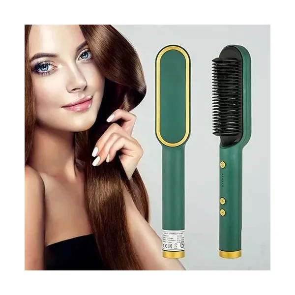 Electric Professional Hair Straightener Brush Heated Comb Straightening Combs Men Beard Hair Straight & Curly Styling Tool 