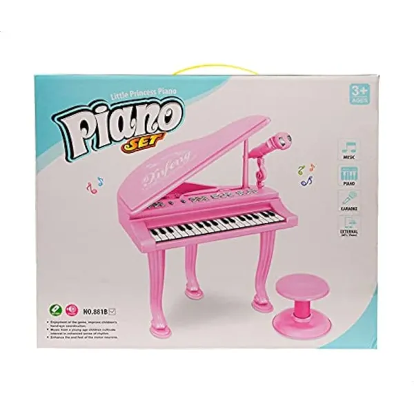 Little Princess Piano Set with Stool & Microphone – Educational Musical Toy for Kids 3+