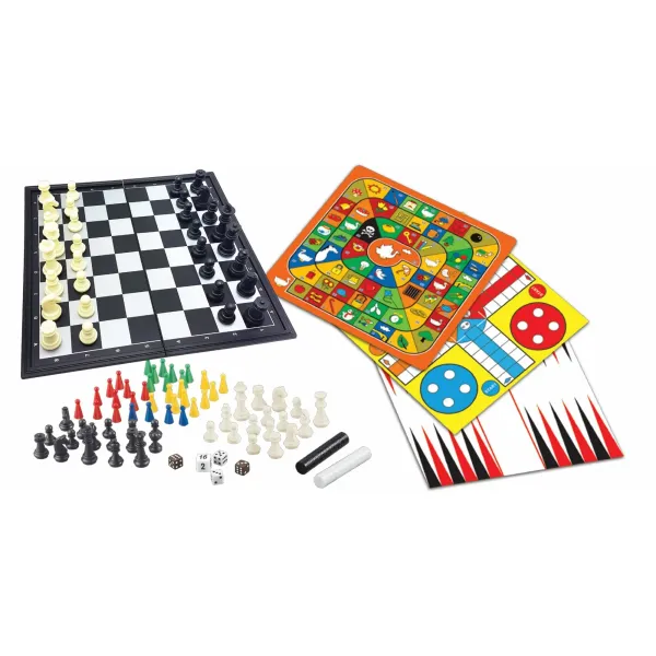 8-in-1 Classic Board Game Collection – Family Game Night Set with Chess, Ludo, Snakes & Ladders, and More