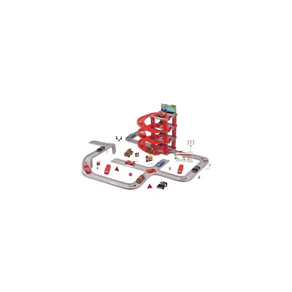 Cars Movie Mega Racing Track Set – 4-Level Spiral Garage & City Road Map Toy for Kids