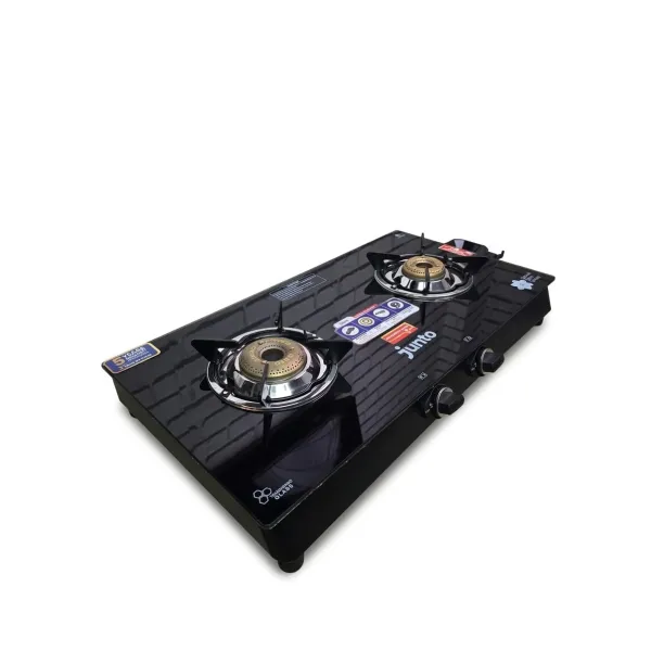 Junto 2 Burner Gas Stove Model 4802 – Stylish Glass Top with Long-Lasting Warranty